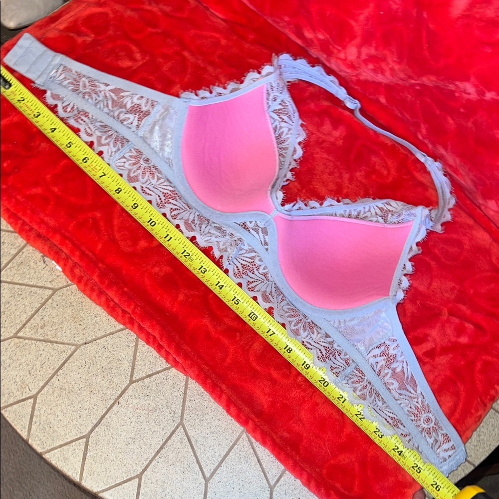 PINK Victoria's Secret Light Grey Lace Wired Halter Bralette - Picture 11 of 15